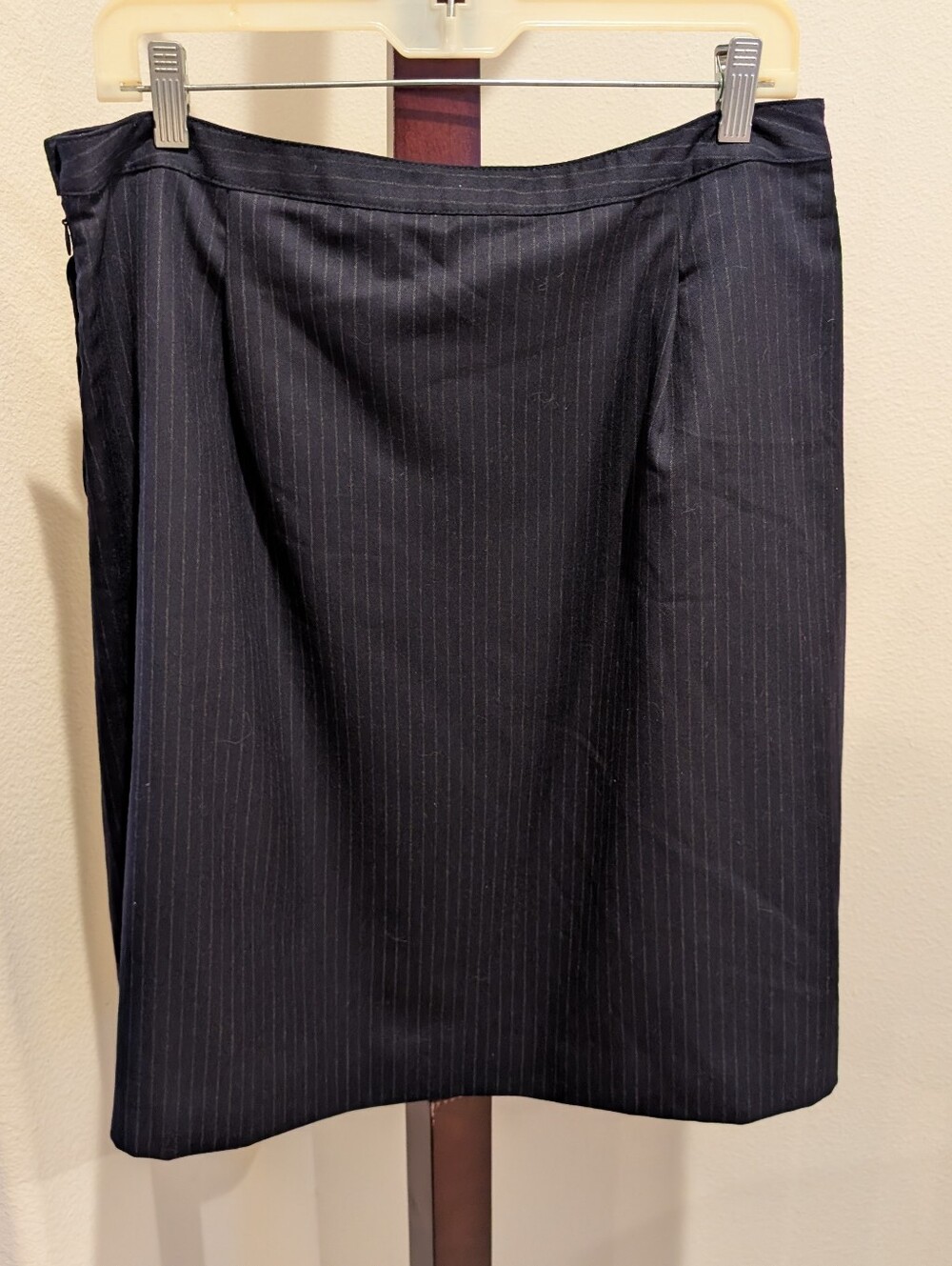 J. Crew Navy Pinstripe 100% Virgin Wool Skirt, Size 10 - NEW